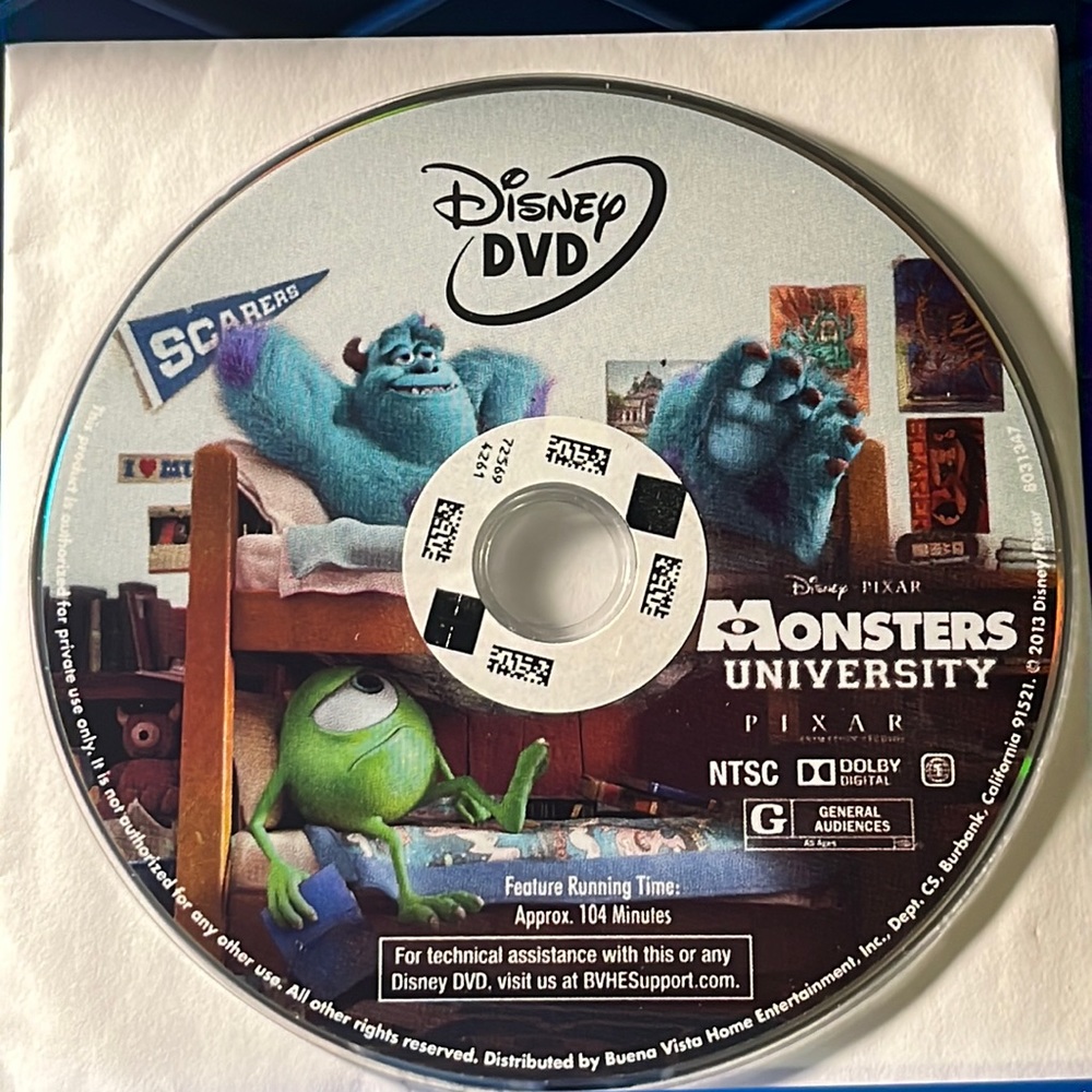 Monsters University dvd